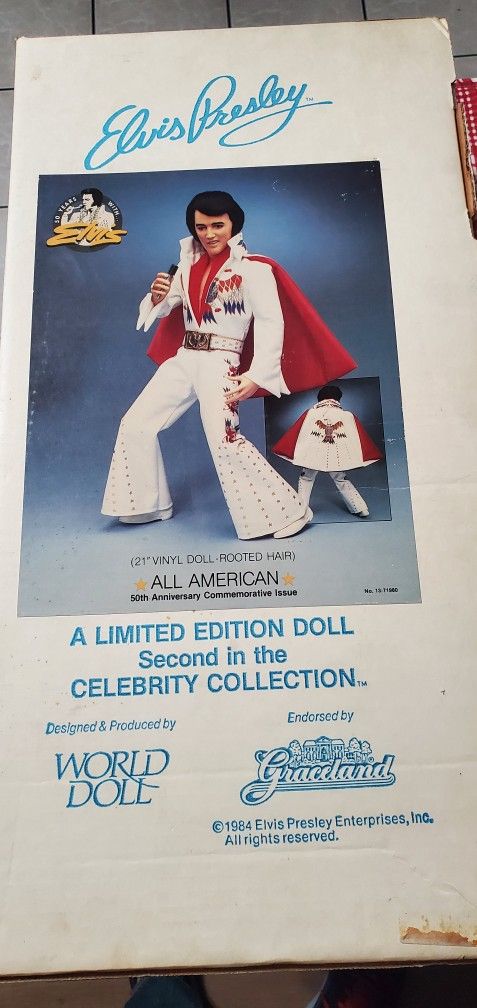 Vintage In Box 1984 Elvis Presley Burning Love 21" Vinyl World Doll Collection