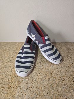 Sperry Topsider Stars and Stripes Red, White and Blue Slip-Ons Size 13