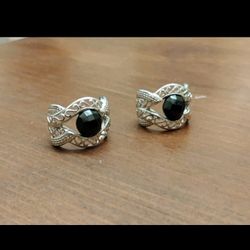BBJ 925 Sterling Silver  Earrings Black Onyx