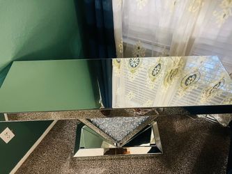 Mirrored Console Table with Crystal Design