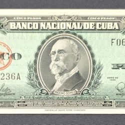 5 Pesos 1960 Banco Nacional De Cuba-UNC-