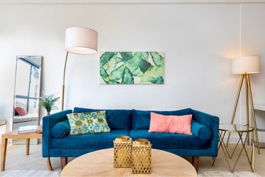 West Elm Midcentury Blue Velvet Sofa