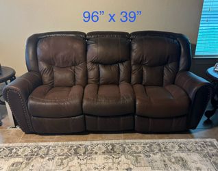 96”x39” dual reclining sofa