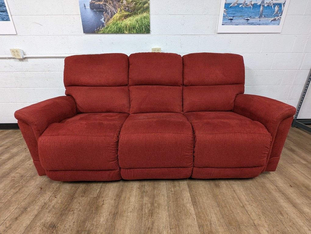 Contemporary Red Fabric Power Recliner Couch