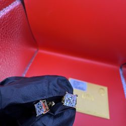 S925 Sterling Silver Moissanite Earrings 14k Gold Plated VVS1 D Color 1.0ct VVS1