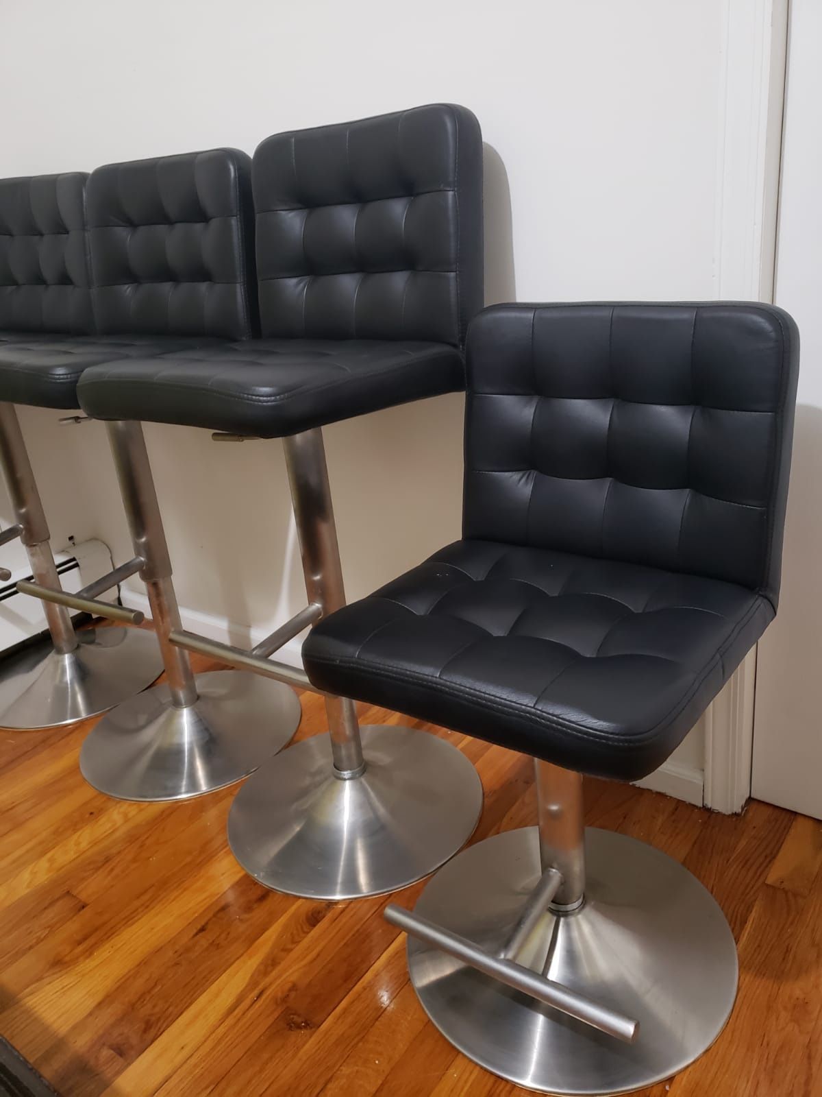 Black leather stools