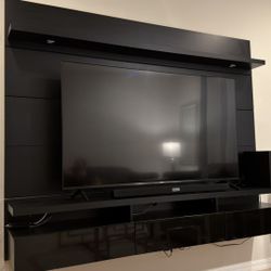 Large Entertainment Center TV Stand Wall Mounted With Lights 