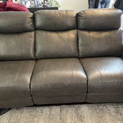 Grey Leather Recliner Couch