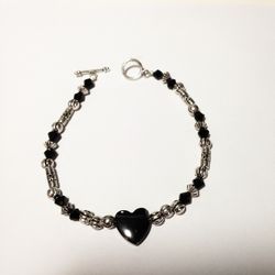 New Handmade Hematite Heart Bracelet 