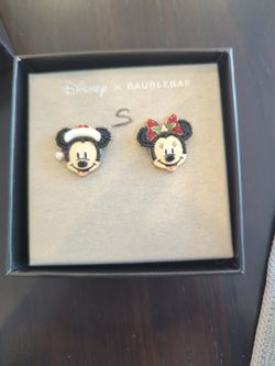 DISNEY Baublebar Earrings 2-PC SET Santa Clause Mickey Mouse & Minnie Mouse