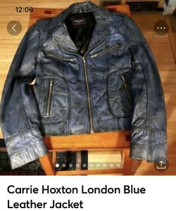 Carrie Hoxton London Blue Leather Jacket