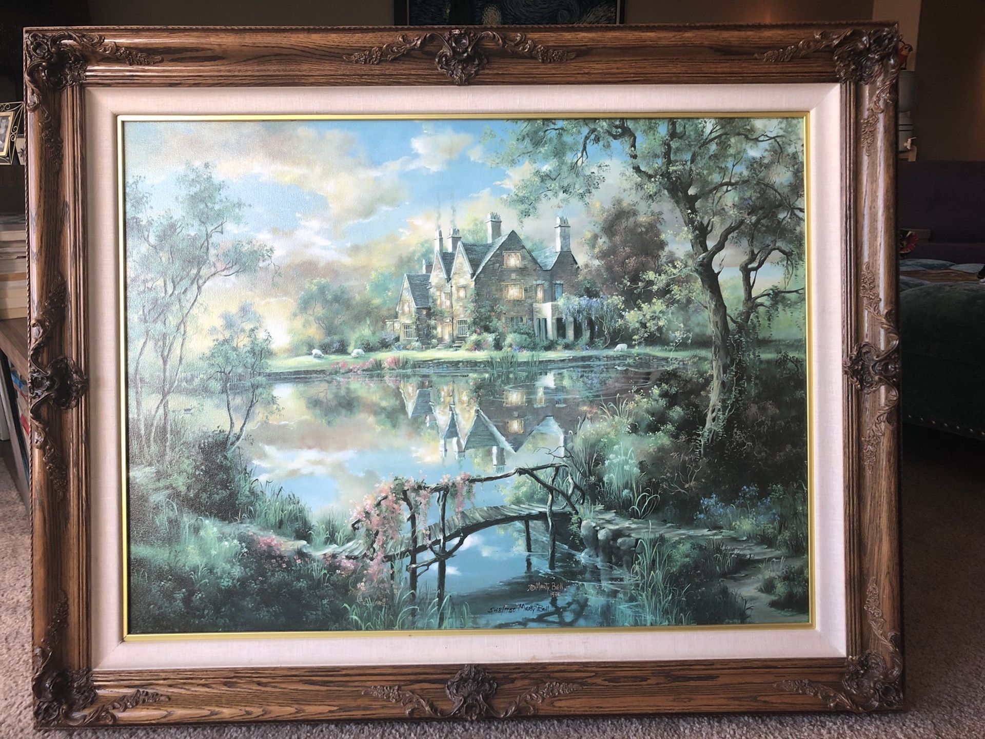 Large Marty Bell Painting limited Edition Print "Mill Hay Manor" Signed/Numbered/Framed/COA Art