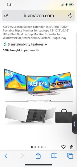 KEFEYA 15.6" FHD 1080P Triple Monitor Laptop Screen Extender
