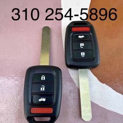 Honda Civic Accord Pilot CRV Fit Keys Llaves Y Controles Corte Incluido 