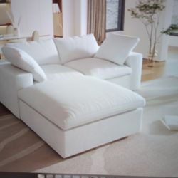 Two-Seater Cloud Armless Modular Sectional Sofa With Ottoman