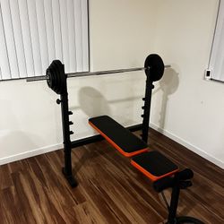 Weight Bench With Bar And Weights