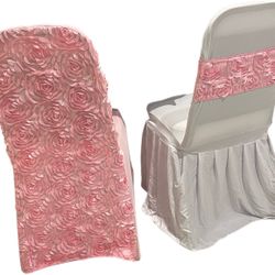 Pink Spandex Chair Sash with Satin Ribbon Rosettes 🎀 