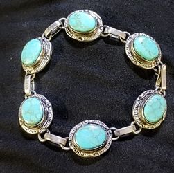 Vintage Mexican Turquoise & Silver Bracelet