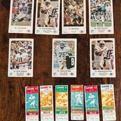 Vintage Miami Dolphins Memorabilia NFL Cards Tickets $35 for All