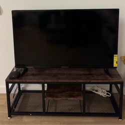 Industrial TV Stand – Rustic Brown Wood & Black Metal