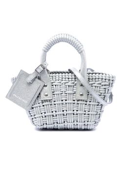 Balenciaga Silver Woven Basket Bag with Tag