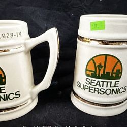 2 Vintage SEATTLE SUPERSONICS NBA Champions Mug Stein 1978-79