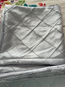 6 silver satin pintuck Overlays size 60in X 60in 