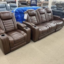NEW 🎗️ Finance and Delivery 🎗️▪️Backtrack Power Brown Sofa And Recliner
