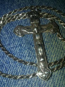 Cross very old 1930s. 1940s rope chain. Real sterling silver