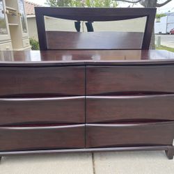 Solid Cherry Wood Dresser w/ Mirror and Side Table