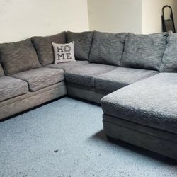 Grey Three Piece Sectional Couch Delivery Available 