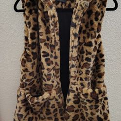 Animal Print Hoodie Vest 