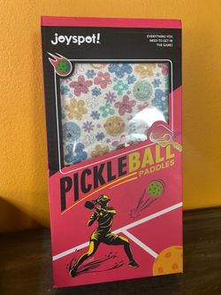 New Pickleball Set. Fiberglass. Fun Floral And Happy face Design