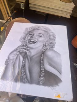 16x20 Maralyn Monroe Drawing And Signature By Artist.