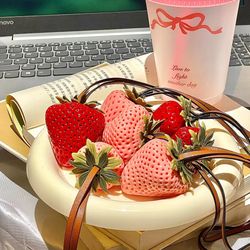 Strawberry Charm Keychain Leather Bag Decoration Pendant Bag Accessories