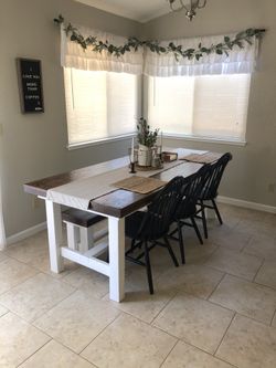 Custom Rustic Farmhouse Trestle Table Dining Room Table MADE TO ORDER Two Tone