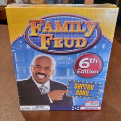 Family Feud 6th Home Edition Board Game Survey Says Steve Harvey New 
SEALED.
UPC 03. Age 10+.
Players 3+.  Made in USA.
Weight 1lb plus shi