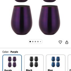 Buyer Star 304 Stainless Steel Wine Glasses Set of 4 - Large 17 oz Outdoor Stemless Wine Tumblers - 100% Unbreakable & Stemless Metal Drinking Cups fo