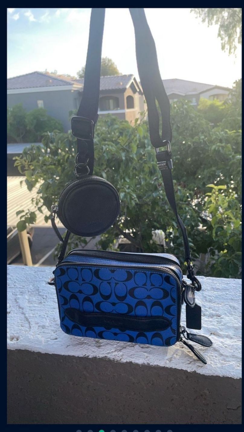 Blue Coach Cross Body Bag For Men