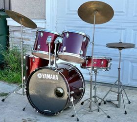 Red Drum Set With Cymbals and Hardware