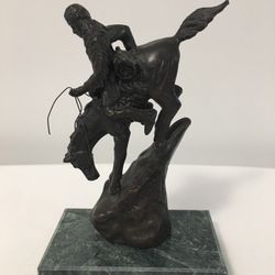 Frederic Remington bronze Indian and bucking horse