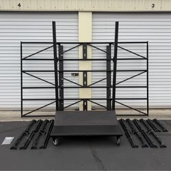 Heavy Duty Mobile Video Wall Stand w/ 9 Display Mounts – Adjustable Rolling Frame