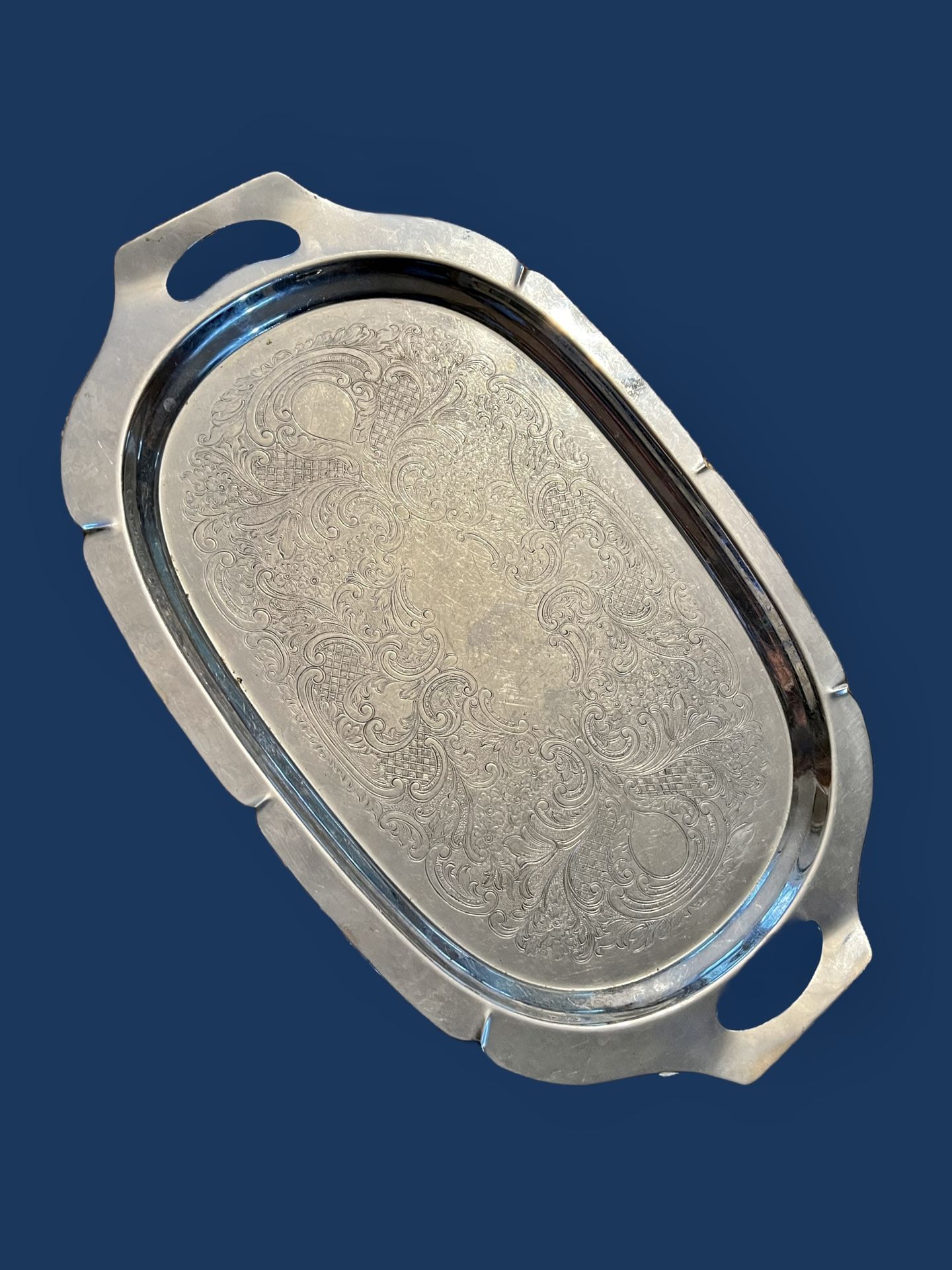 Krome Kraft Vintage Silver Plated Serving Tray 