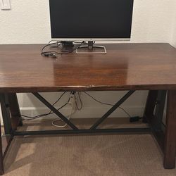 Adjustable Standing Desk – Solid Wood & Metal  (Monitor Not Included)