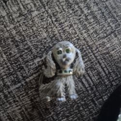 Dog Brooch Green Jewel Eyes.