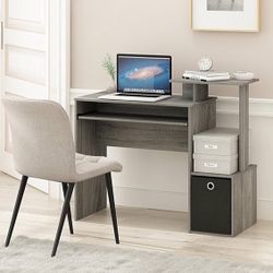 Desk with Side Shelves and Storage Bin
