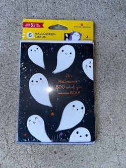 American Greetings Halloween Ghost Cards 6 Pack 2 Designs w/ Envelopes New Sealed