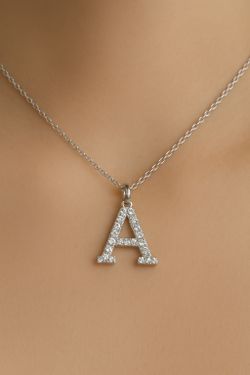 10 Karat Gold With Diamonds Initial Necklace With