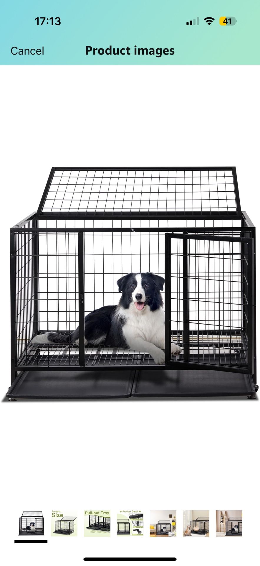 Large Dog Crate 42” With Lockable Wheels