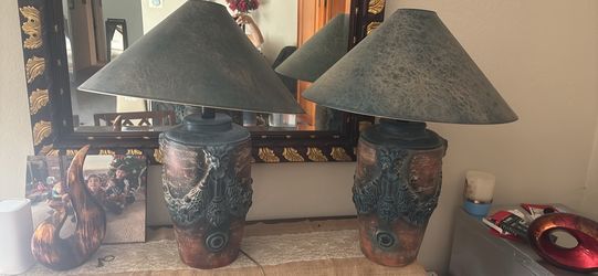Beautiful pair of ceramic lamps